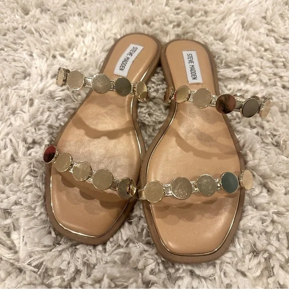 Steve Madden Ariele Studded Slide Women’s Sandal Gold, Brand New - Picture 5 of 11